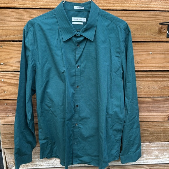 Calvin Klein Green XXL Deep Green Long Sleeve Men’s Dress Shirt - Picture 4 of 8